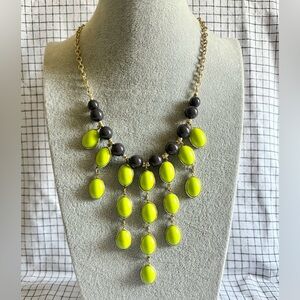 Stony Navy Blue + Green Beaded Dangle Necklace